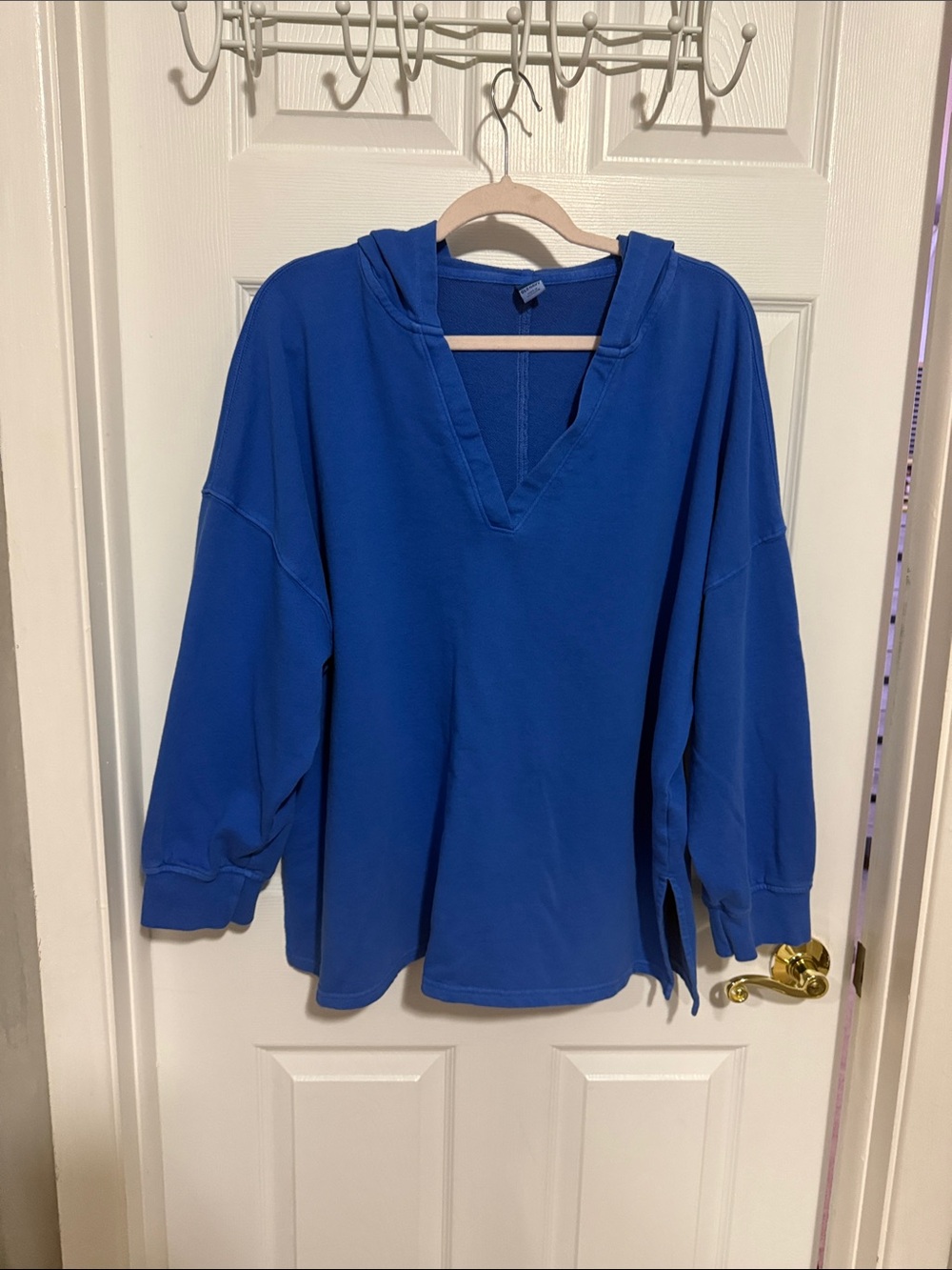 Old Navy Relaxed V-Neck Hoodie Top in Royal Blue Size XL